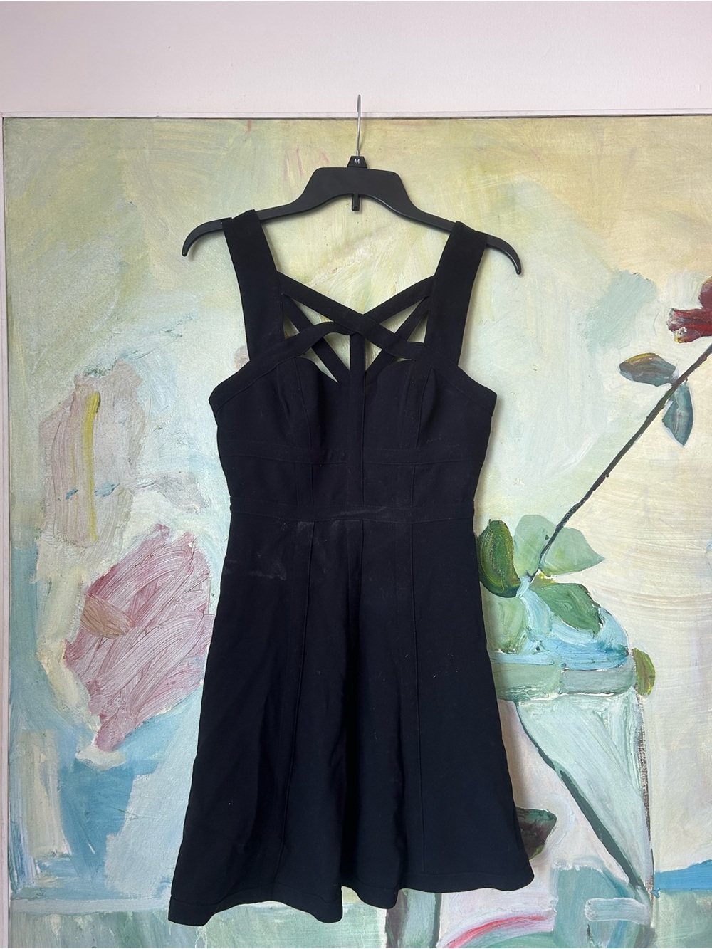 BCBG Black Strappy Fit & Flare Dress